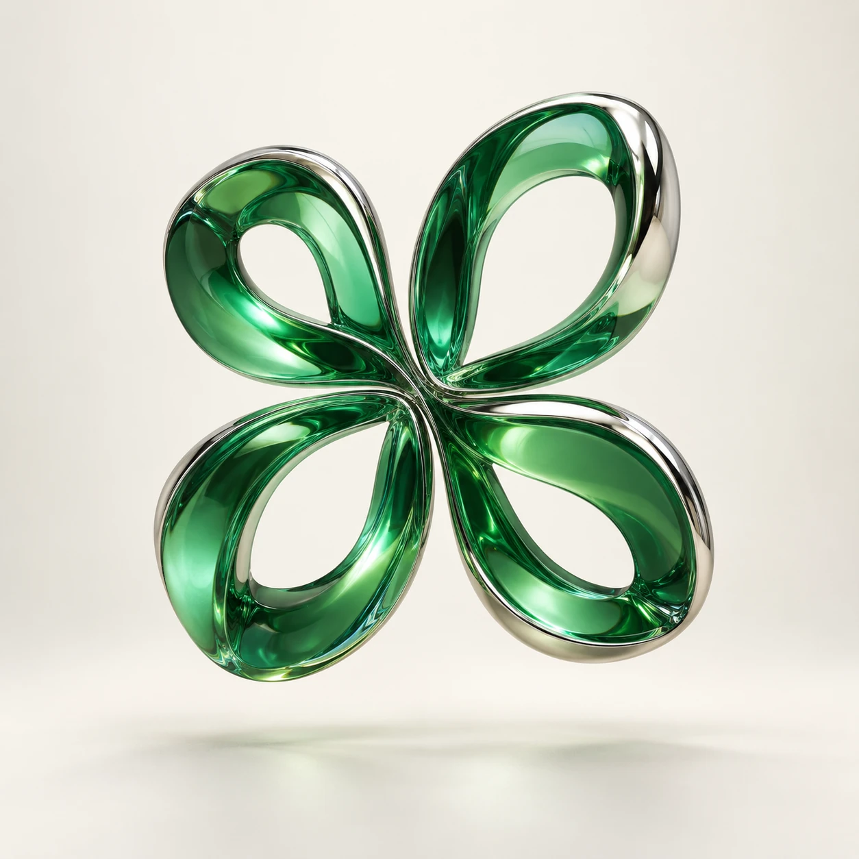 Four emerald glass petals connected into one flowing form